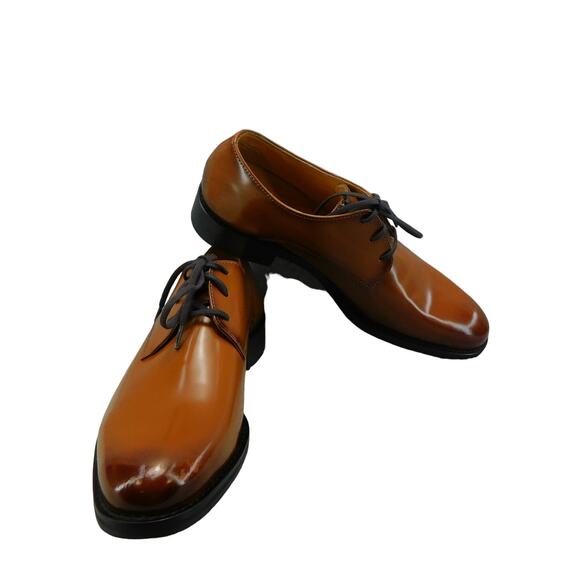 Express Men's Leather Cognac Polished Dress Shoes - Size 8 New - Picture 1 of 9